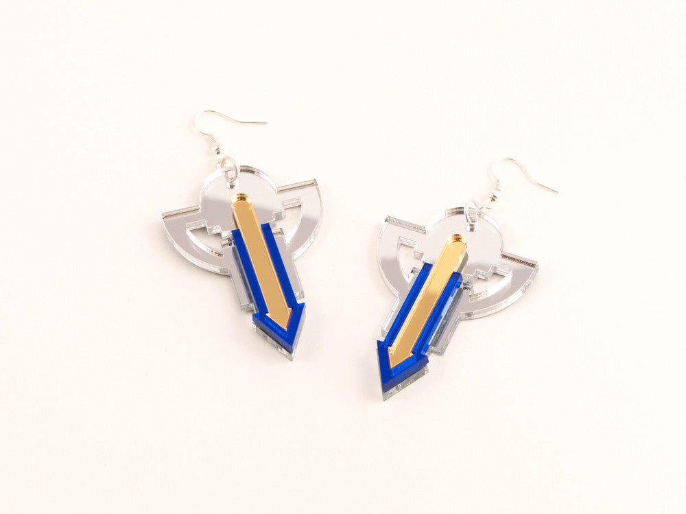 FORM010 Earrings - Silver, Gold, Blue