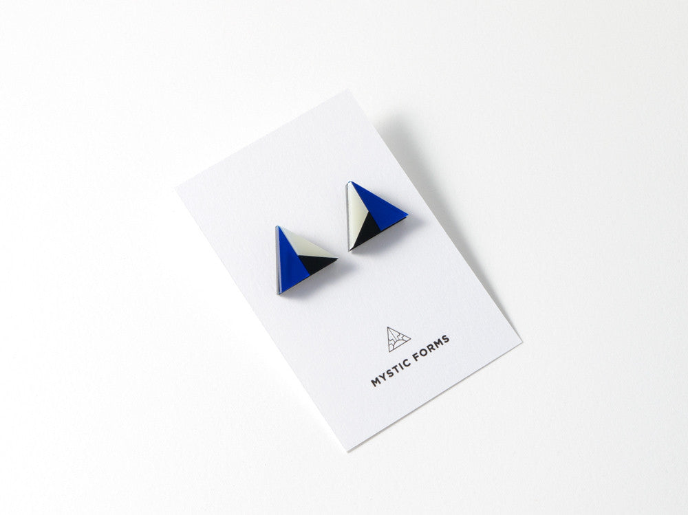 FORM011 Earrings - Blue, Black, Ivory