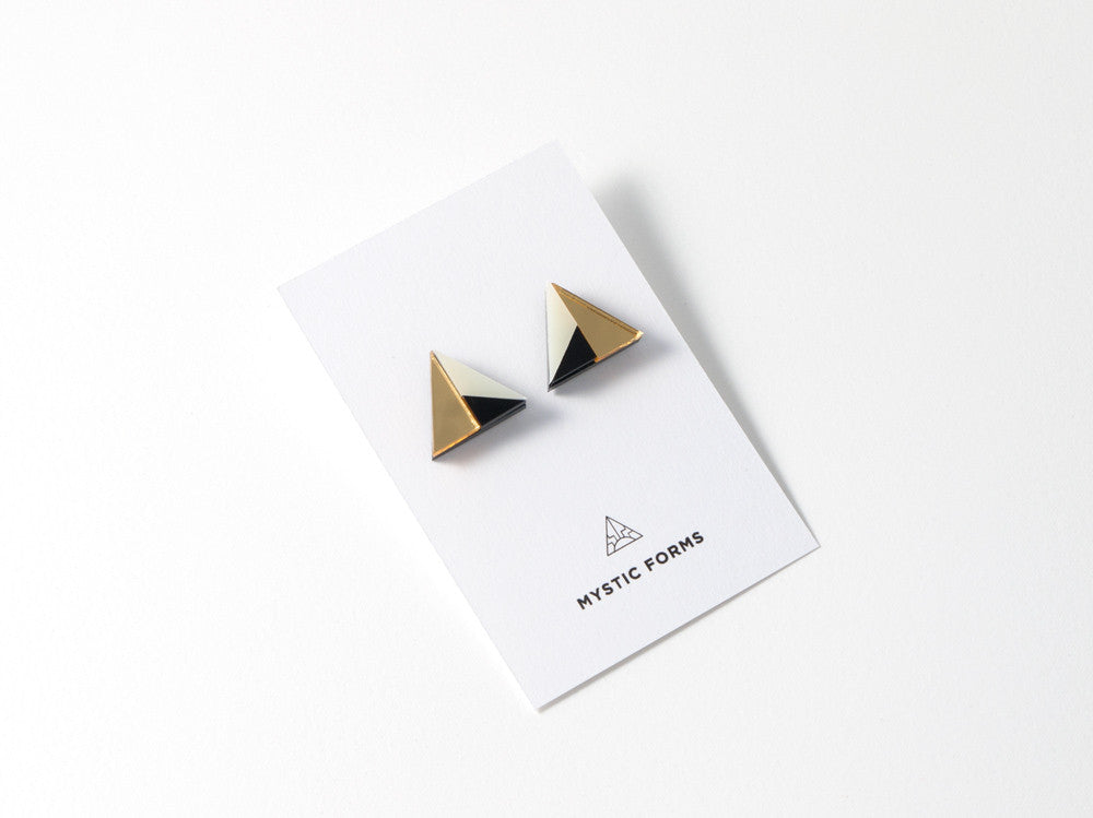 FORM011 Earrings - Gold, Black, Ivory