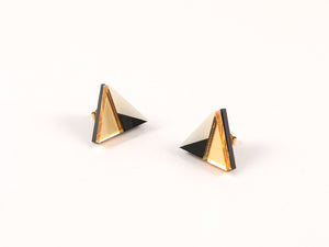 FORM011 Earrings - Gold, Black, Ivory