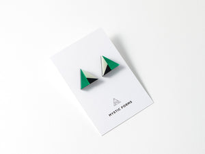 FORM011 Earrings - Green, Black, Ivory