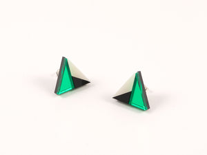FORM011 Earrings - Green, Black, Ivory