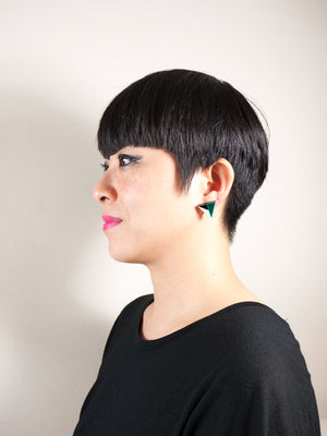 FORM011 Earrings - Green, Black, Ivory