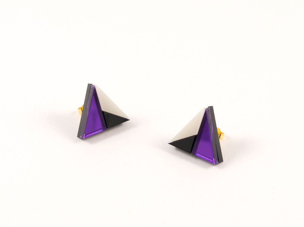 FORM011 Earrings - Purple, Black, Ivory