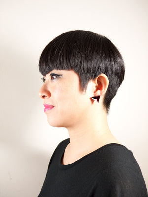 FORM011 Earrings - Red, Black, Ivory