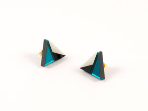 FORM011 Earrings - Teal, Black, Ivory