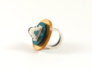 FORM012 Ring - Gold and Teal