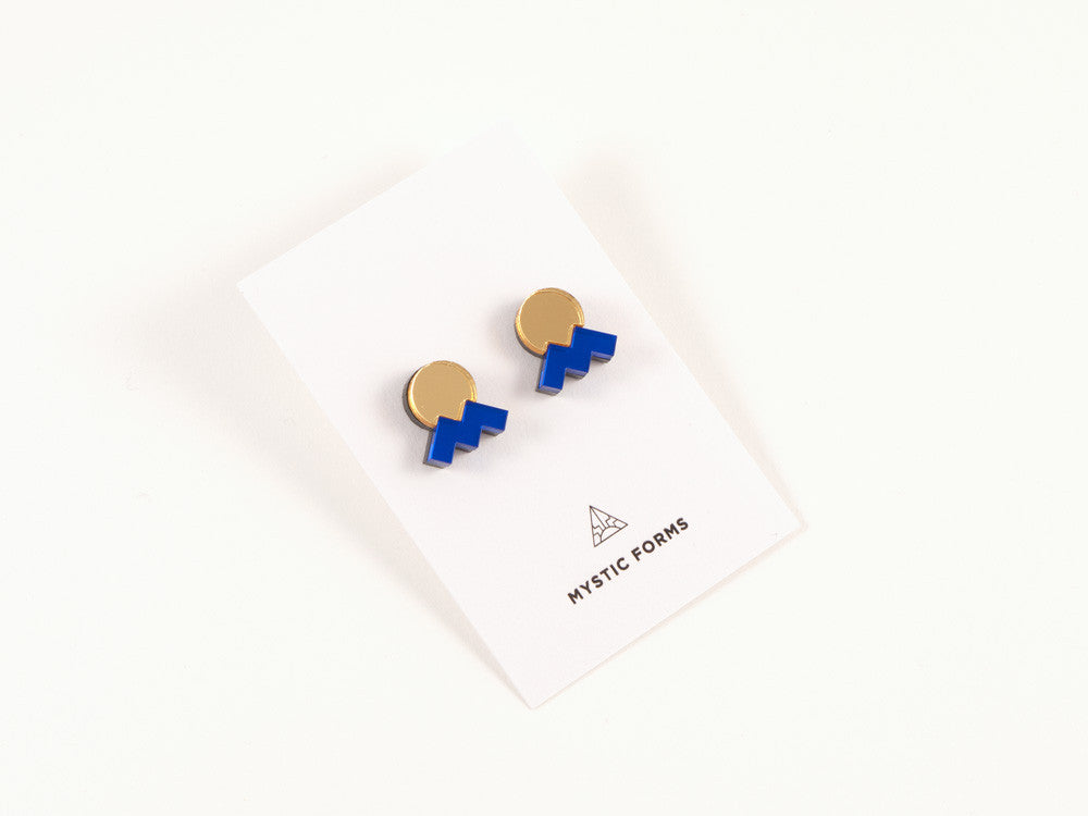 FORM013 Earrings - Gold, Blue