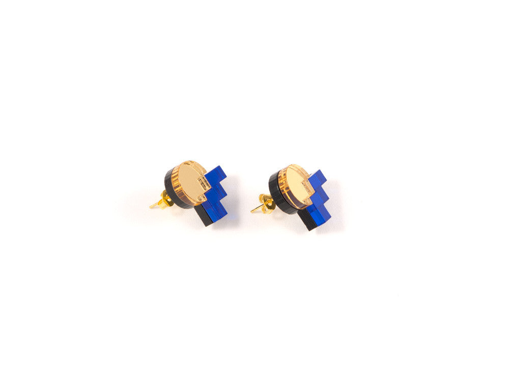 FORM013 Earrings - Gold, Blue