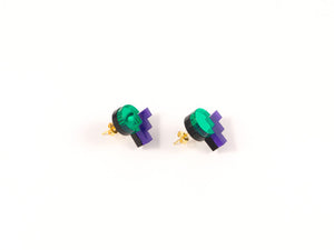 FORM013 Earrings - Green, Purple