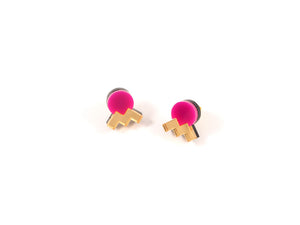 FORM013 Earrings - Pink, Gold