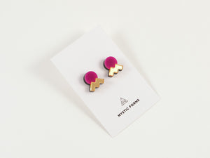 FORM013 Earrings - Pink, Gold