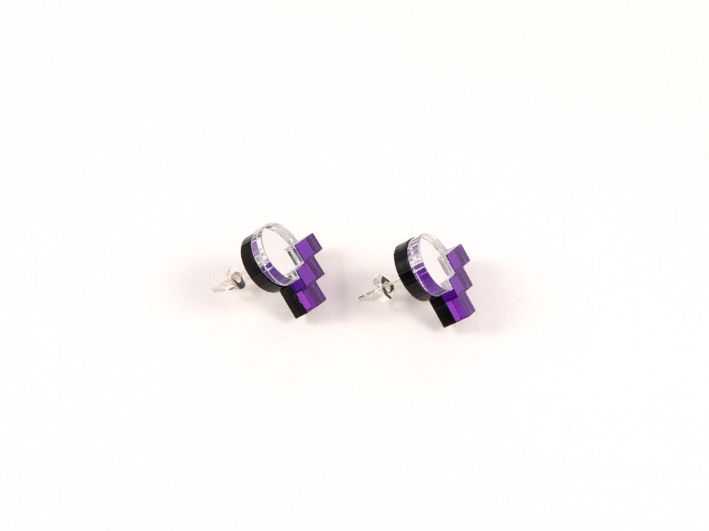 FORM013 Earrings - Silver, Purple