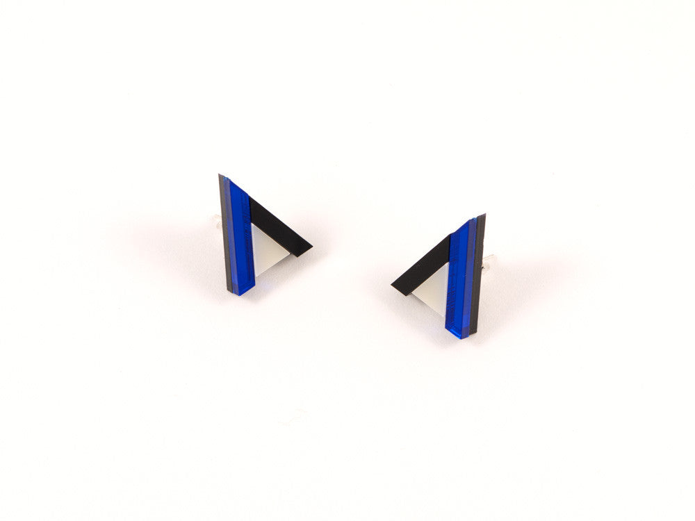 FORM014 Earrings - Blue, Black, Ivory
