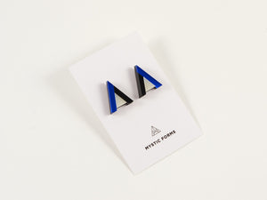 FORM014 Earrings - Blue, Black, Ivory
