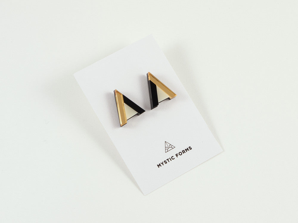 FORM014 Earrings - Gold, Black, Ivory