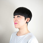 FORM014 Earrings - Teal, Black, Ivory