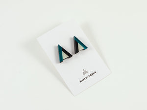 FORM014 Earrings - Teal, Black, Ivory