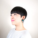 FORM015 Earrings - Green, Black, Ivory