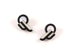 FORM015 Earrings - Silver, Black, Ivory