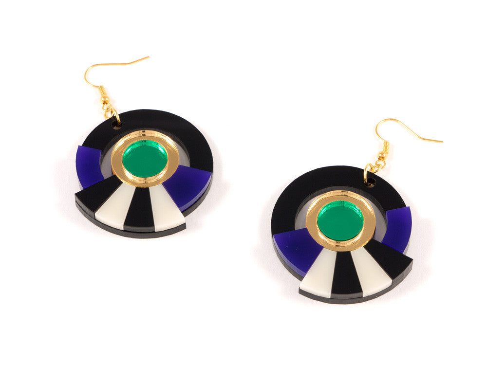 FORM017 Earrings - Gold, Purple, Green