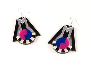 FORM018 Earrings - Silver, Blue, Pink