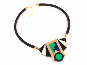 FORM019 Necklace - Gold, Purple, Green