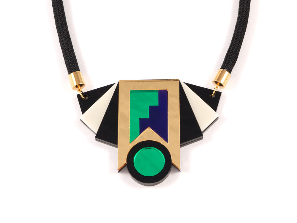 FORM019 Necklace - Gold, Purple, Green