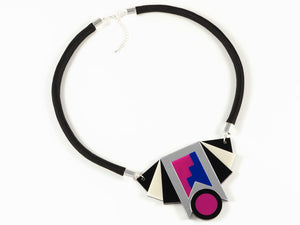 FORM019 Necklace - Silver, Blue, Pink