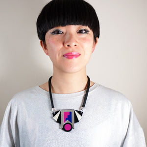 FORM019 Necklace - Silver, Blue, Pink