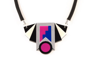 FORM019 Necklace - Silver, Blue, Pink
