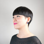 FORM020 Earrings - Blue, Black, Ivory