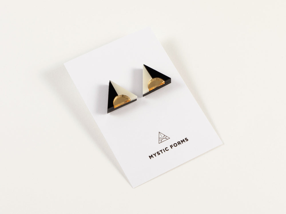 FORM020 Earrings - Gold, Black, Ivory