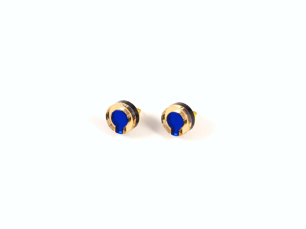 FORM021 Earrings - Blue, Gold