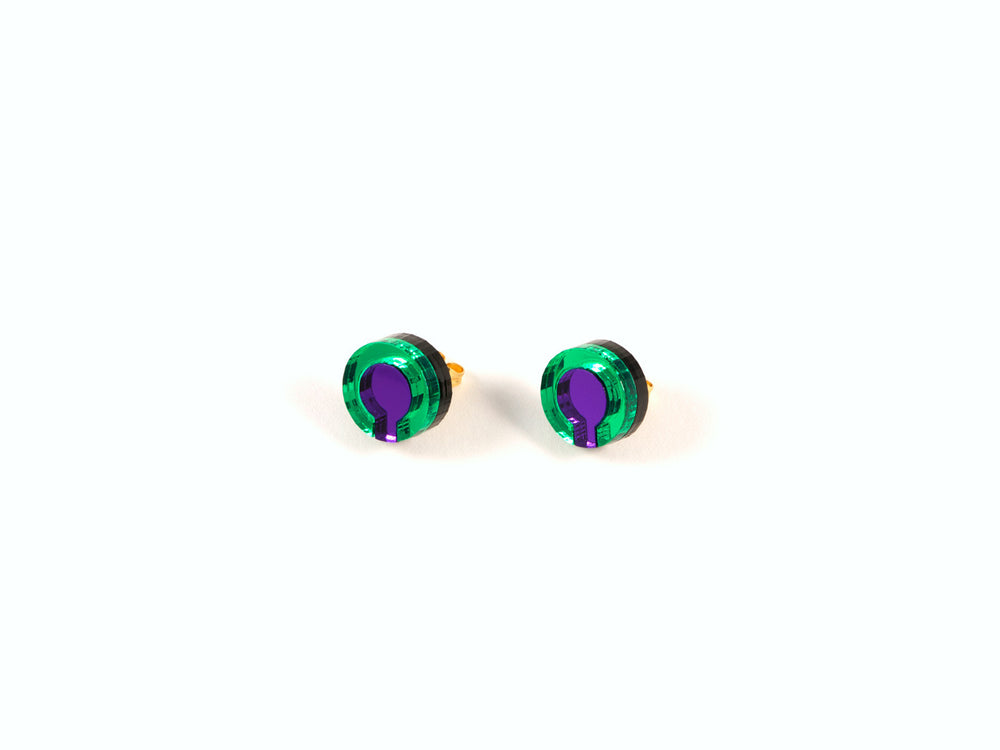 FORM021 Earrings - Green, Purple
