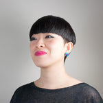 FORM021 Earrings - Green, Purple