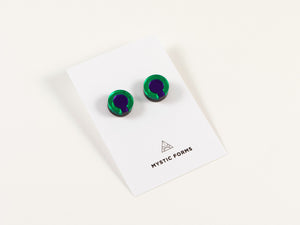 FORM021 Earrings - Green, Purple