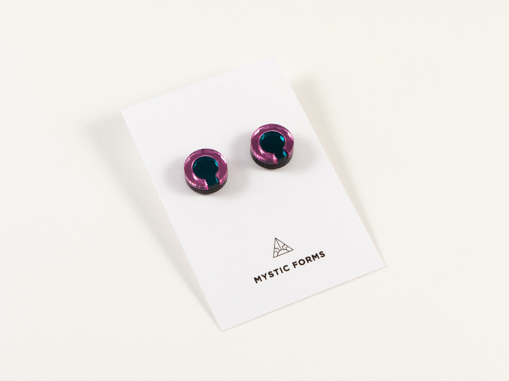 FORM021 Earrings - Teal, Babypink