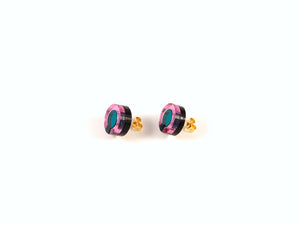 FORM021 Earrings - Teal, Babypink