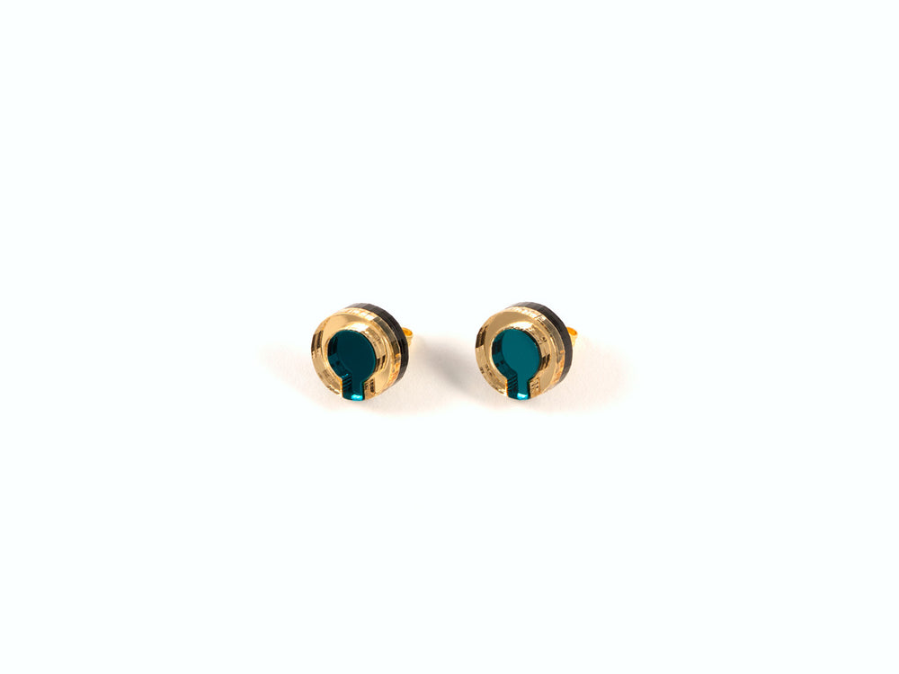 FORM021 Earrings - Teal, Gold