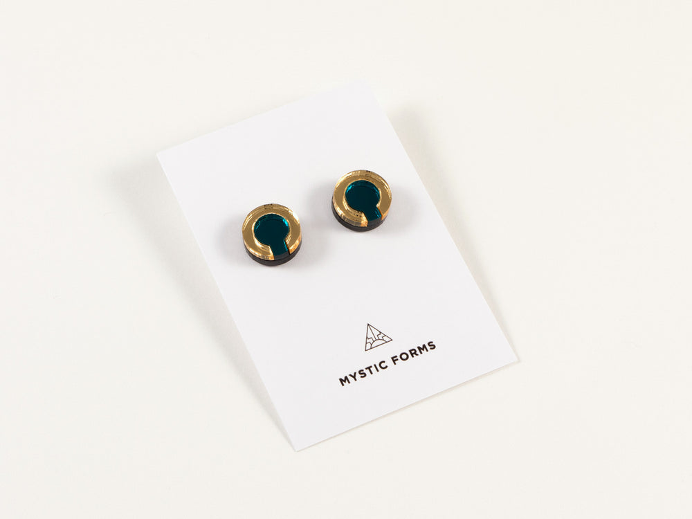FORM021 Earrings - Teal, Gold