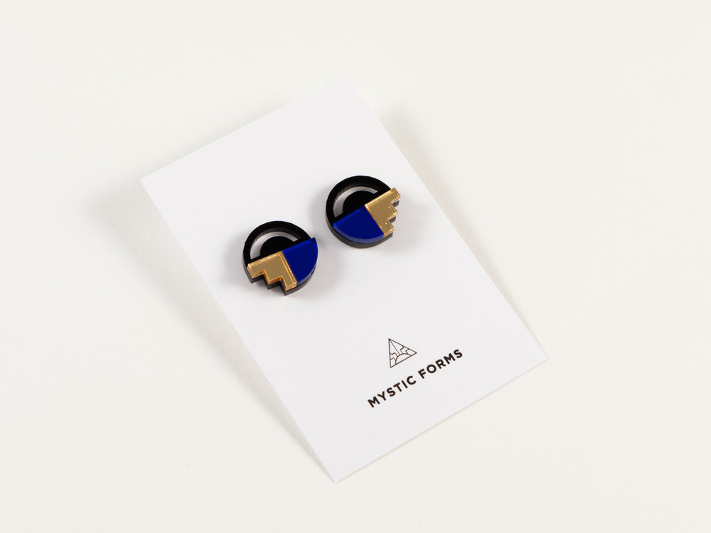 FORM022 Earrings - Blue, Gold