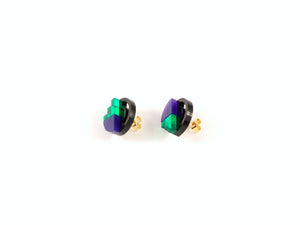 FORM022 Earrings - Green, Purple