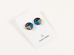 FORM022 Earrings - Skyblue, Gold