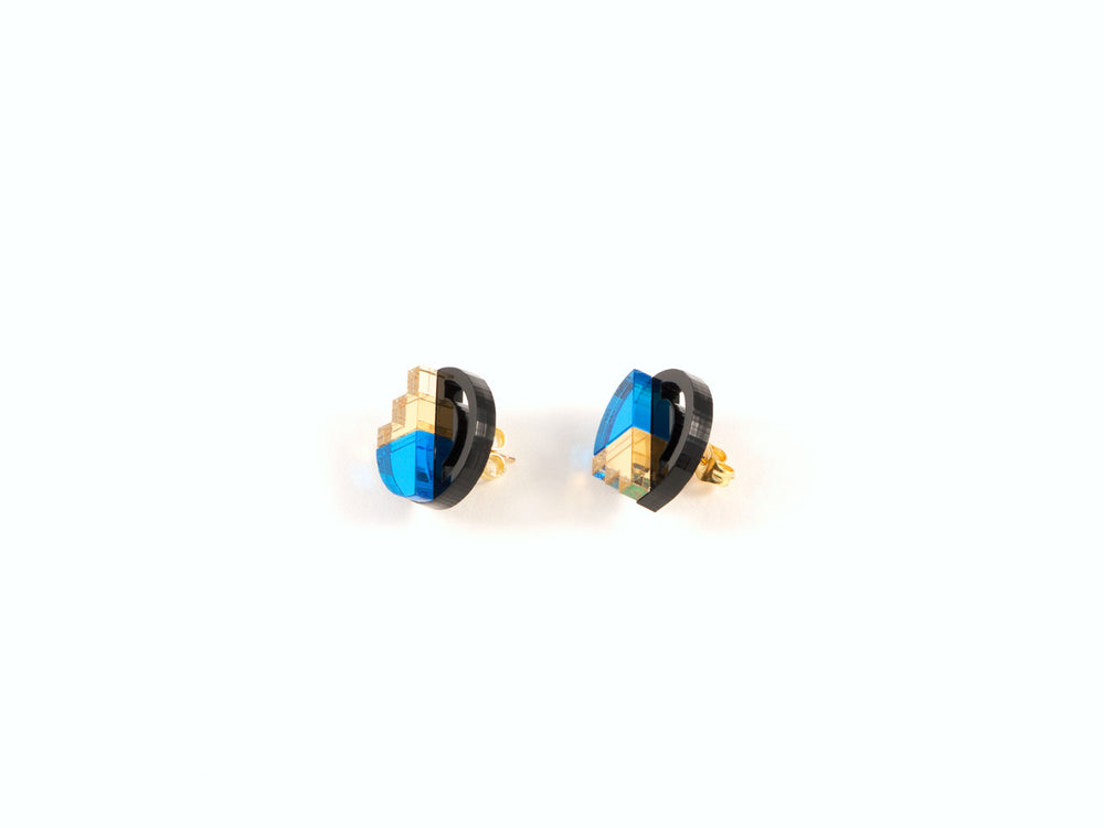 FORM022 Earrings - Skyblue, Gold