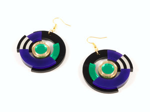 FORM024 Earrings - Gold, Purple, Green