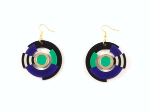 FORM024 Earrings - Gold, Purple, Green