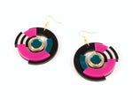 FORM024 Earrings - Gold, Teal, Pink