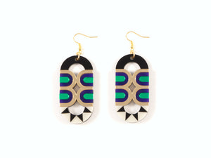 FORM025 Earrings - Gold, Purple, Green