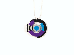 FORM026 Necklace - Silver, Skyblue, Purple